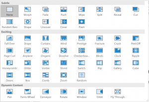 Microsoft PowerPoint contains 48 (!) animated slide transition options